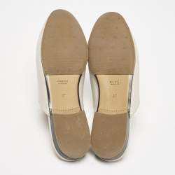 مملوكة مسبقًا Gucci Grey Leather Princetown Horsebit Flat Mules Size 37