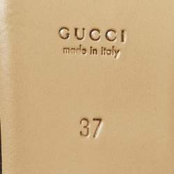 مملوكة مسبقًا Gucci Grey Leather Princetown Horsebit Flat Mules Size 37