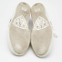 Gucci White Leather and Python Embossed Leather New Ace Lace Up Sneakers Size 38.5