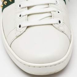 Gucci White Leather and Python Embossed Leather New Ace Lace Up Sneakers Size 38.5