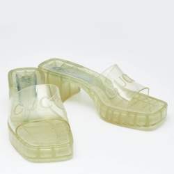 مملوكة مسبقًا Gucci Transparent Rubber Logo Slide Sandals Size 37