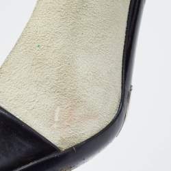 Pre Owned Gucci Black/White Patent Leather And Suede Peep Toe Pumps Size 37
