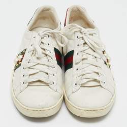 Pre Owned Gucci White Leather Studded Ace Sneakers Size 41
