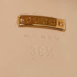 Gucci Cream Leather GG Marmont Platform Block Heel Ankle Strap Sandals Size 38.5