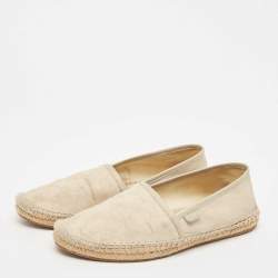 Gucci Grey/Cream GG Canvas And Leather Slip On Espadrille Flats Size 39