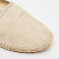 Gucci Grey/Cream GG Canvas And Leather Slip On Espadrille Flats Size 39