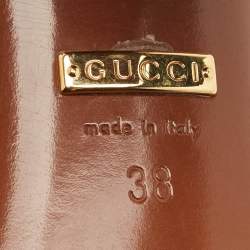 Pre Owned Gucci Brown Leather Web Horsebit Ankle Strap Sandals Size 38
