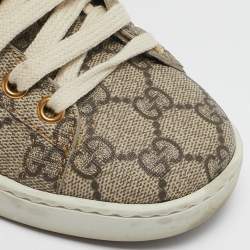 Gucci Beige GG Supreme Canvas Web Ace Low Top Sneakers Size 35