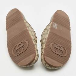 Pre Owned Gucci Beige/Ebony GG Supreme Canvas Horsebit Slippers Size 41