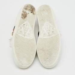 Gucci White Leather New Ace Web Faux Pearl Embellished Low Top Sneakers Size 40