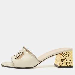 Gucci Cream Matelasse Leather GG Slide Sandals Size 40.5