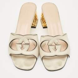 Gucci Cream Matelasse Leather GG Slide Sandals Size 40.5