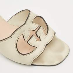 Gucci Cream Matelasse Leather GG Slide Sandals Size 40.5