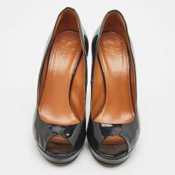 Gucci Navy Blue Patent Leather Betty Platform Pumps Size 38.5