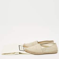 Gucci Cream/Grey Canvas and Leather Espadrille Flats Size 37.5