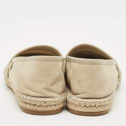 Gucci Cream/Grey Canvas and Leather Espadrille Flats Size 37.5