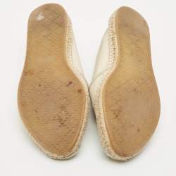 Gucci Cream/Grey Canvas and Leather Espadrille Flats Size 37.5