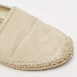 Gucci Cream/Grey Canvas and Leather Espadrille Flats Size 37.5