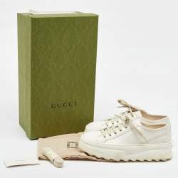 Pre Owned Gucci White GG Canvas Tennis 1977 Platform Sneakers Size 37