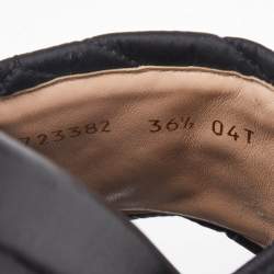 Pre Owned Gucci Black Matelassé Nylon Angelina Platform Sandals Size 36.5