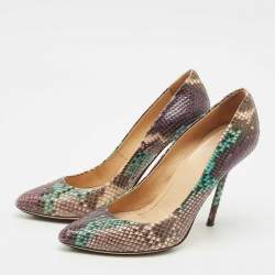 Gucci Multicolor Python Horsebit Pointed Toe Pumps Size 37.5