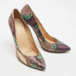 Gucci Multicolor Python Horsebit Pointed Toe Pumps Size 37.5