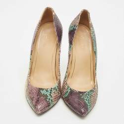 Gucci Multicolor Python Horsebit Pointed Toe Pumps Size 37.5