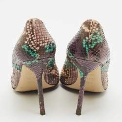 Gucci Multicolor Python Horsebit Pointed Toe Pumps Size 37.5
