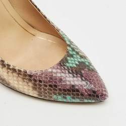 Gucci Multicolor Python Horsebit Pointed Toe Pumps Size 37.5