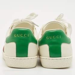 Gucci White Leather Ace Web Low Top Sneakers Size 37