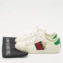 Gucci White Leather Ace Web Low Top Sneakers Size 37