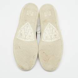 Gucci White Leather Web Detail Bee Embroidered Ace Low Top Sneakers Size 35.5
