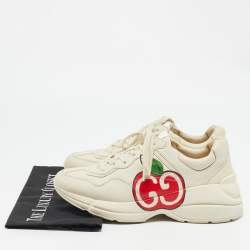 Gucci Cream Leather Logo Rhyton Sneakers Size 40