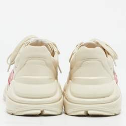 Gucci Cream Leather Logo Rhyton Sneakers Size 40