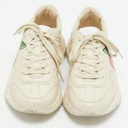 Gucci Cream Leather Logo Rhyton Sneakers Size 40