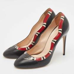 Gucci Black/Red Leather Kingsnake Pumps Size 40
