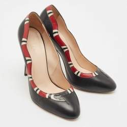 Gucci Black/Red Leather Kingsnake Pumps Size 40