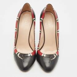 Gucci Black/Red Leather Kingsnake Pumps Size 40