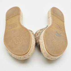 Pre Owned Gucci Beige/Black GG Canvas Double G Espadrille Flats Size 39.5