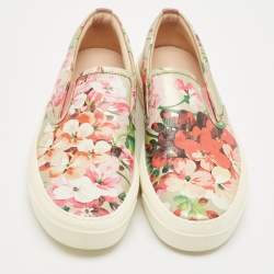 Gucci Pink Leather Blooms Slip On Sneakers Size 38