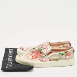 Gucci Pink Leather Blooms Slip On Sneakers Size 38