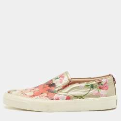 Gucci Pink Leather Blooms Slip On Sneakers Size 38