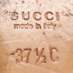 Gucci Blue/Beige GG Canvas and Suede Horsebit Mules Size 37.5