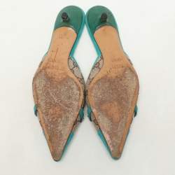 Gucci Blue/Beige GG Canvas and Suede Horsebit Mules Size 37.5