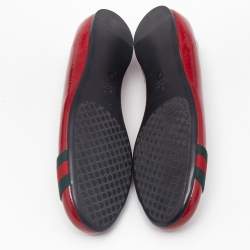 Gucci Dark Red Patent Leather Web Ballet Flats Size 37