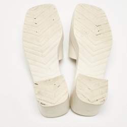 Gucci White Rubber Block Heel Slide Sandals Size 35