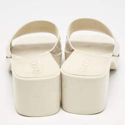 Gucci White Rubber Block Heel Slide Sandals Size 35
