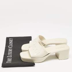 Gucci White Rubber Block Heel Slide Sandals Size 35