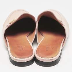Gucci Pink Leather Princetown Mules Size 38