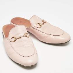 Gucci Pink Leather Princetown Mules Size 38